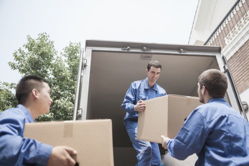 Moving truck and boxes prepared for a Newham removal