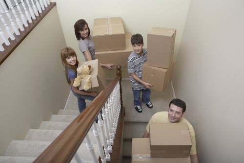 Packing and loading belongings into a removal truck